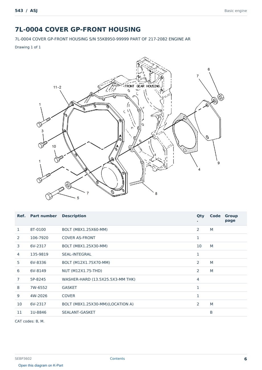 Caterpillar 543 S/N ASJ Partsbook SEBP3602 (English) - sample page 6 of 10 Caterpillar 543 S/N ASJ Partsbook SEBP3602 (English) - sample page 6 of 10