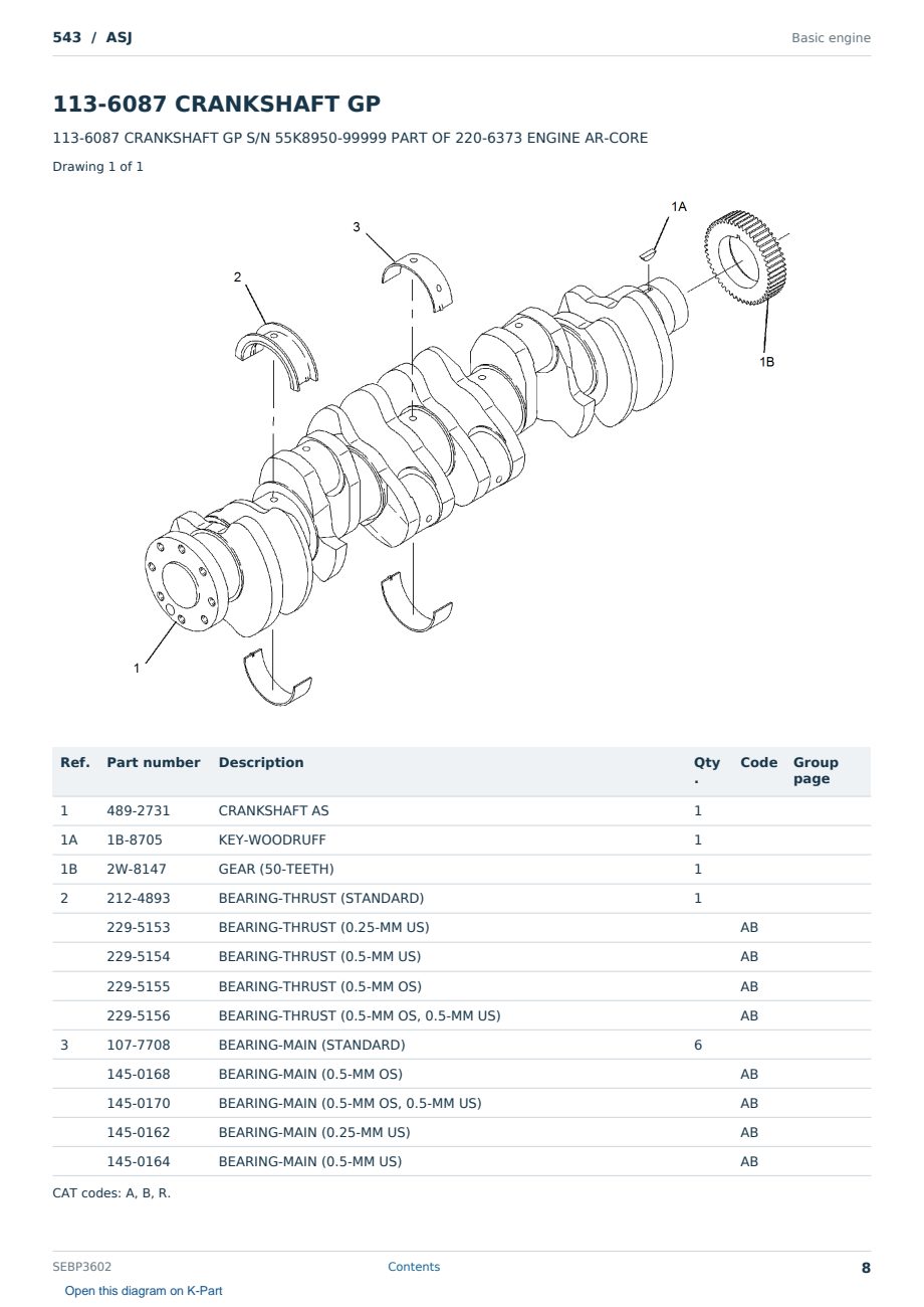Caterpillar 543 S/N ASJ Partsbook SEBP3602 (English) - sample page 8 of 10 Caterpillar 543 S/N ASJ Partsbook SEBP3602 (English) - sample page 8 of 10