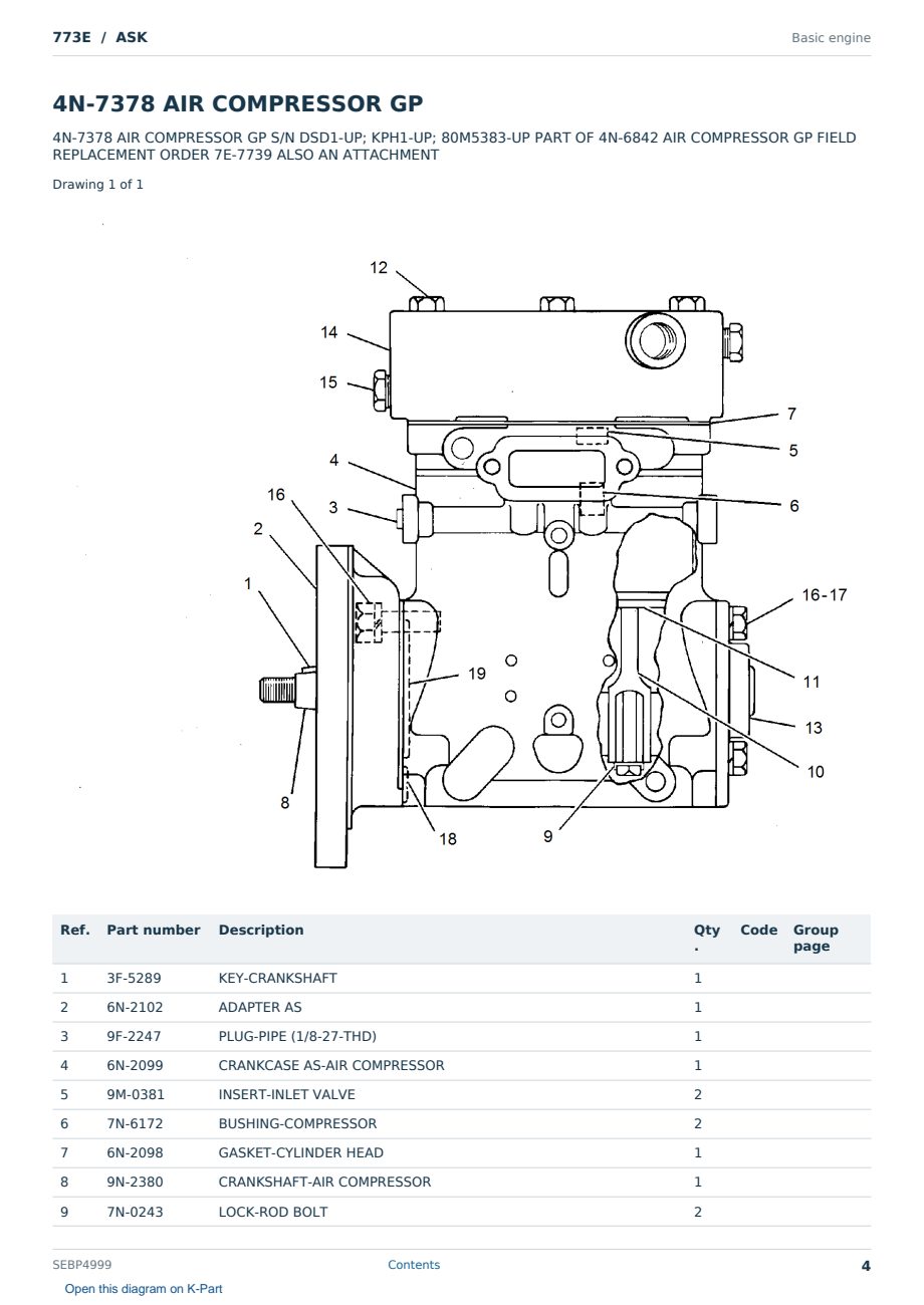 Caterpillar 773E S/N ASK Partsbook SEBP4999 (English) - sample page 4 of 10 Caterpillar 773E S/N ASK Partsbook SEBP4999 (English) - sample page 4 of 10
