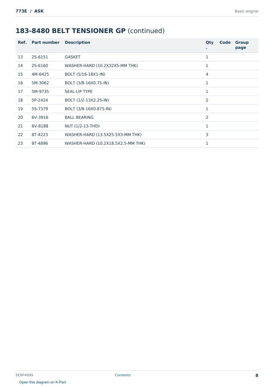 Caterpillar 773E S/N ASK Partsbook SEBP4999 (English) - sample page 8 of 10 Caterpillar 773E S/N ASK Partsbook SEBP4999 (English) - sample page 8 of 10