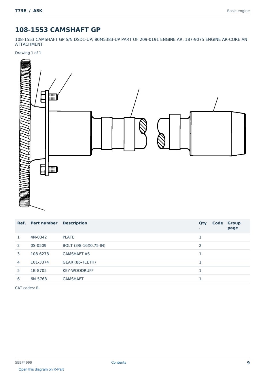 Caterpillar 773E S/N ASK Partsbook SEBP4999 (English) - sample page 9 of 10 Caterpillar 773E S/N ASK Partsbook SEBP4999 (English) - sample page 9 of 10