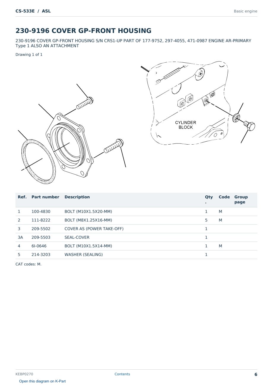 Caterpillar CS-533E S/N ASL Partsbook KEBP0270 (English) - sample page 6 of 10 Caterpillar CS-533E S/N ASL Partsbook KEBP0270 (English) - sample page 6 of 10
