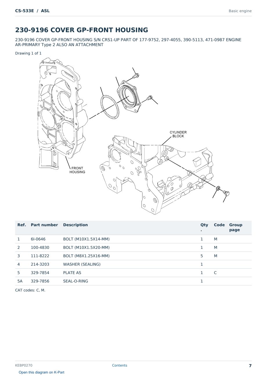 Caterpillar CS-533E S/N ASL Partsbook KEBP0270 (English) - sample page 7 of 10 Caterpillar CS-533E S/N ASL Partsbook KEBP0270 (English) - sample page 7 of 10