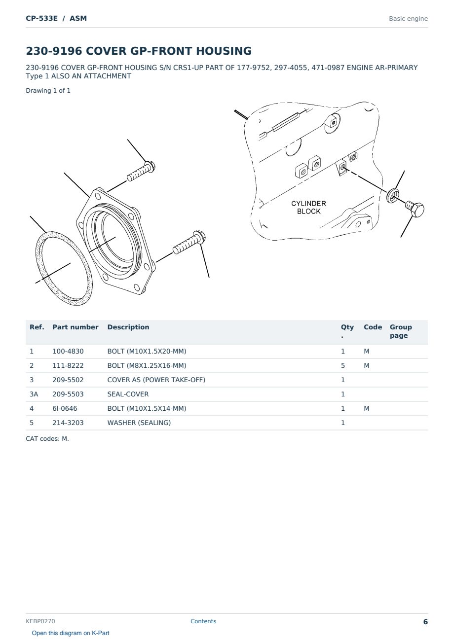 Caterpillar CP-533E S/N ASM Partsbook KEBP0270 (English) - sample page 6 of 10 Caterpillar CP-533E S/N ASM Partsbook KEBP0270 (English) - sample page 6 of 10