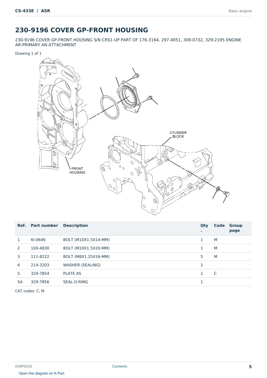 Caterpillar CS-433E S/N ASR Partsbook KEBP0292 (English) - sample page 5 of 10 Caterpillar CS-433E S/N ASR Partsbook KEBP0292 (English) - sample page 5 of 10