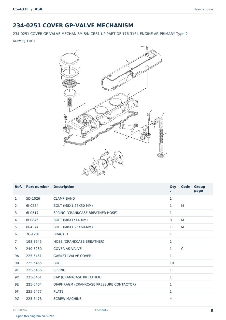 Caterpillar CS-433E S/N ASR Partsbook KEBP0292 (English) - sample page 8 of 10 Caterpillar CS-433E S/N ASR Partsbook KEBP0292 (English) - sample page 8 of 10