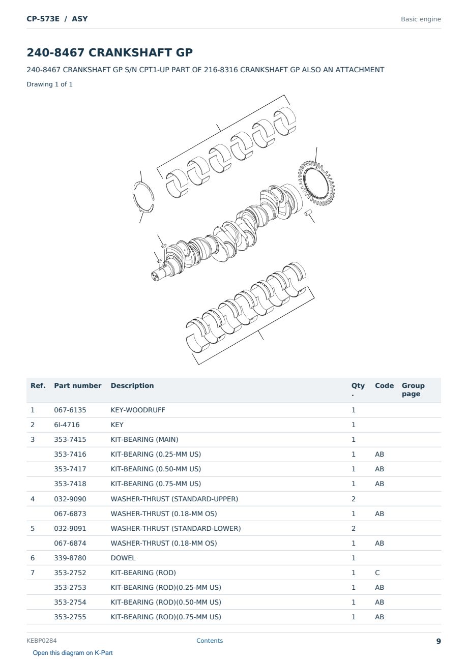 Caterpillar CP-573E S/N ASY Partsbook KEBP0284 (English) - sample page 9 of 10 Caterpillar CP-573E S/N ASY Partsbook KEBP0284 (English) - sample page 9 of 10