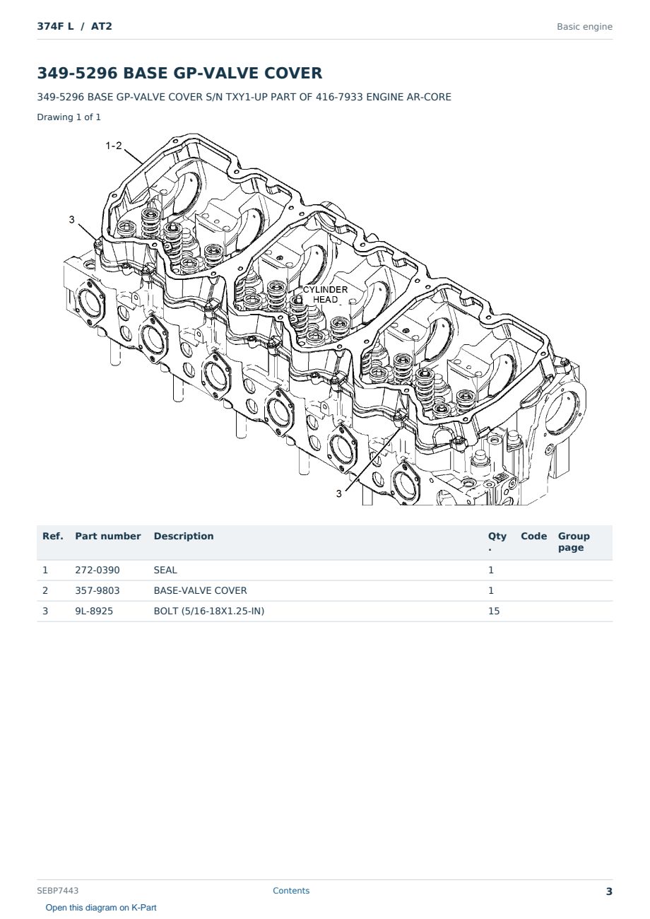 Caterpillar 374F L S/N AT2 Partsbook SEBP7443 (English) - sample page 3 of 10 Caterpillar 374F L S/N AT2 Partsbook SEBP7443 (English) - sample page 3 of 10