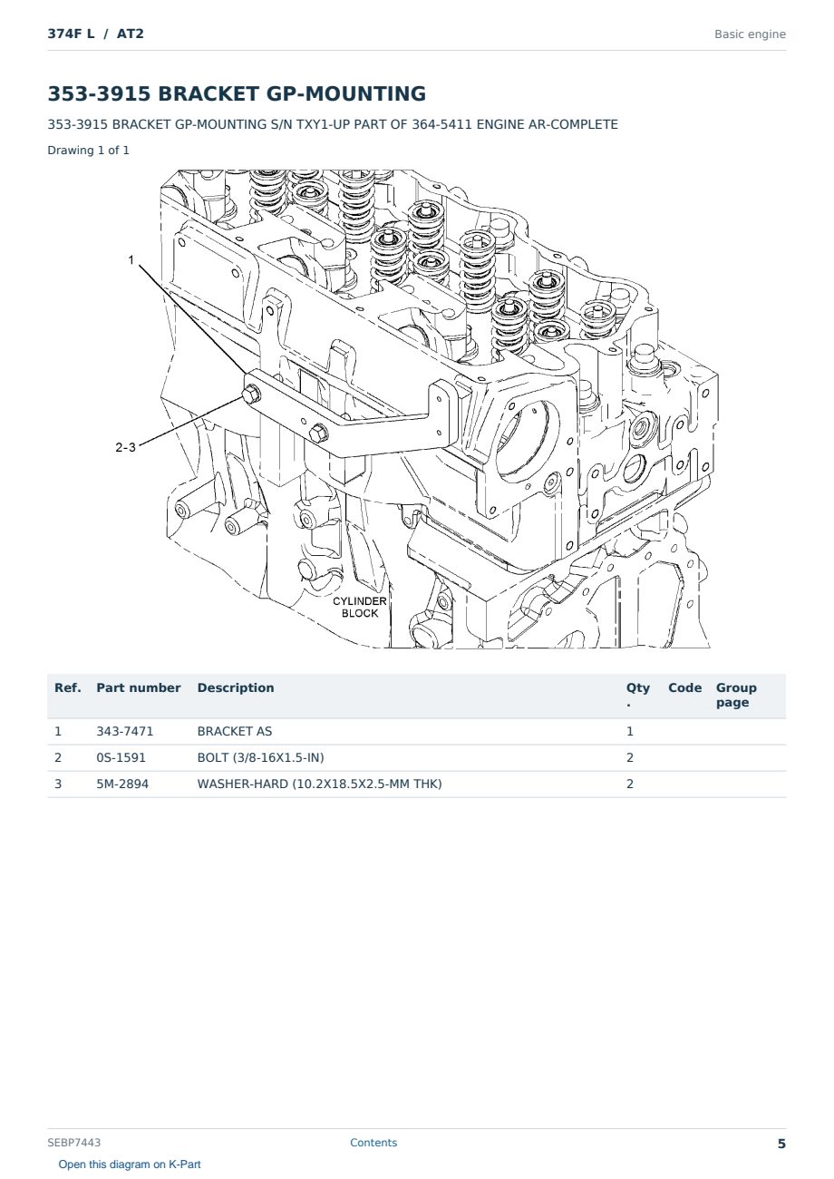 Caterpillar 374F L S/N AT2 Partsbook SEBP7443 (English) - sample page 5 of 10 Caterpillar 374F L S/N AT2 Partsbook SEBP7443 (English) - sample page 5 of 10