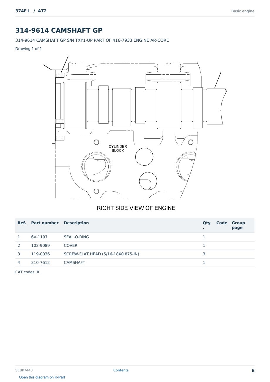 Caterpillar 374F L S/N AT2 Partsbook SEBP7443 (English) - sample page 6 of 10 Caterpillar 374F L S/N AT2 Partsbook SEBP7443 (English) - sample page 6 of 10