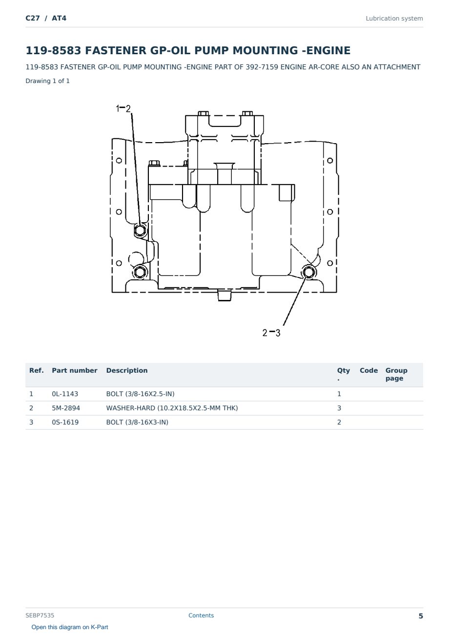 Caterpillar C27 S/N AT4 Partsbook SEBP7535 (English) - sample page 5 of 10 Caterpillar C27 S/N AT4 Partsbook SEBP7535 (English) - sample page 5 of 10