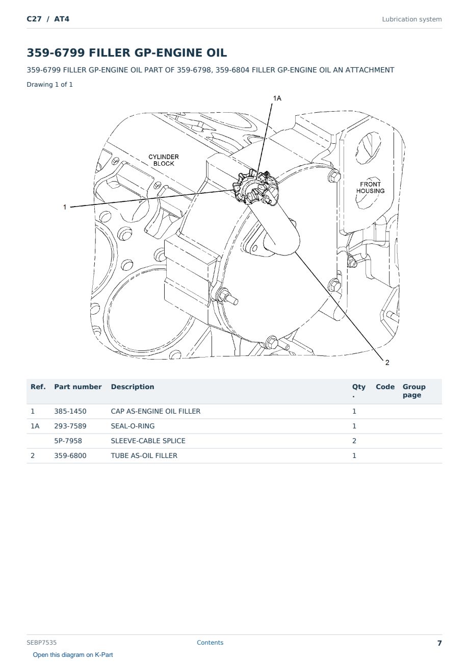 Caterpillar C27 S/N AT4 Partsbook SEBP7535 (English) - sample page 7 of 10 Caterpillar C27 S/N AT4 Partsbook SEBP7535 (English) - sample page 7 of 10