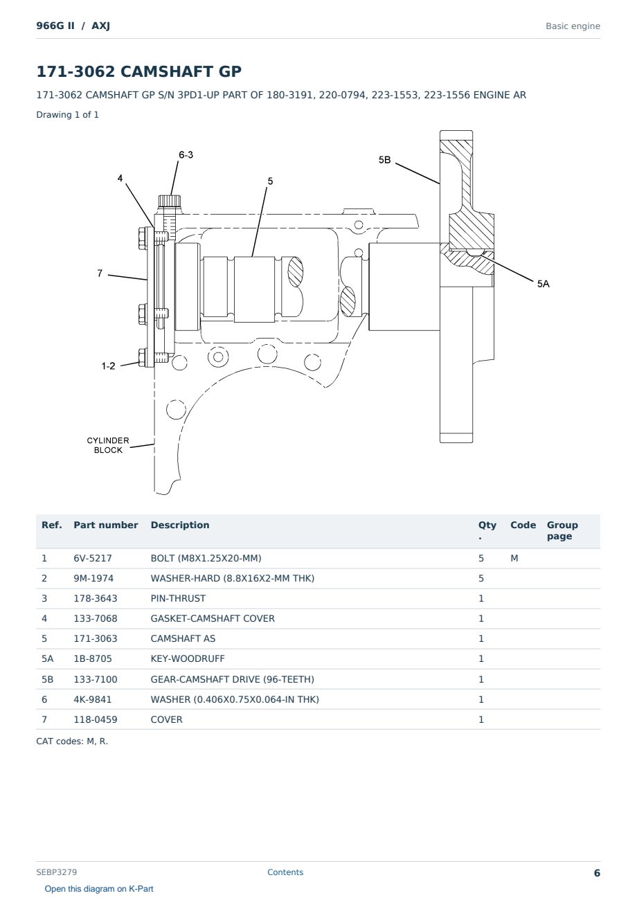 Caterpillar 966G II S/N AXJ Partsbook SEBP3279 (English) - sample page 6 of 10 Caterpillar 966G II S/N AXJ Partsbook SEBP3279 (English) - sample page 6 of 10