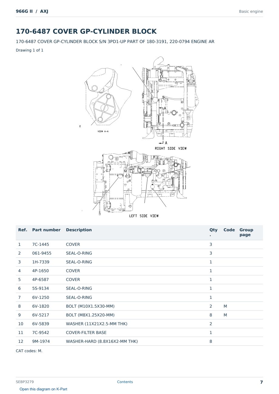 Caterpillar 966G II S/N AXJ Partsbook SEBP3279 (English) - sample page 7 of 10 Caterpillar 966G II S/N AXJ Partsbook SEBP3279 (English) - sample page 7 of 10