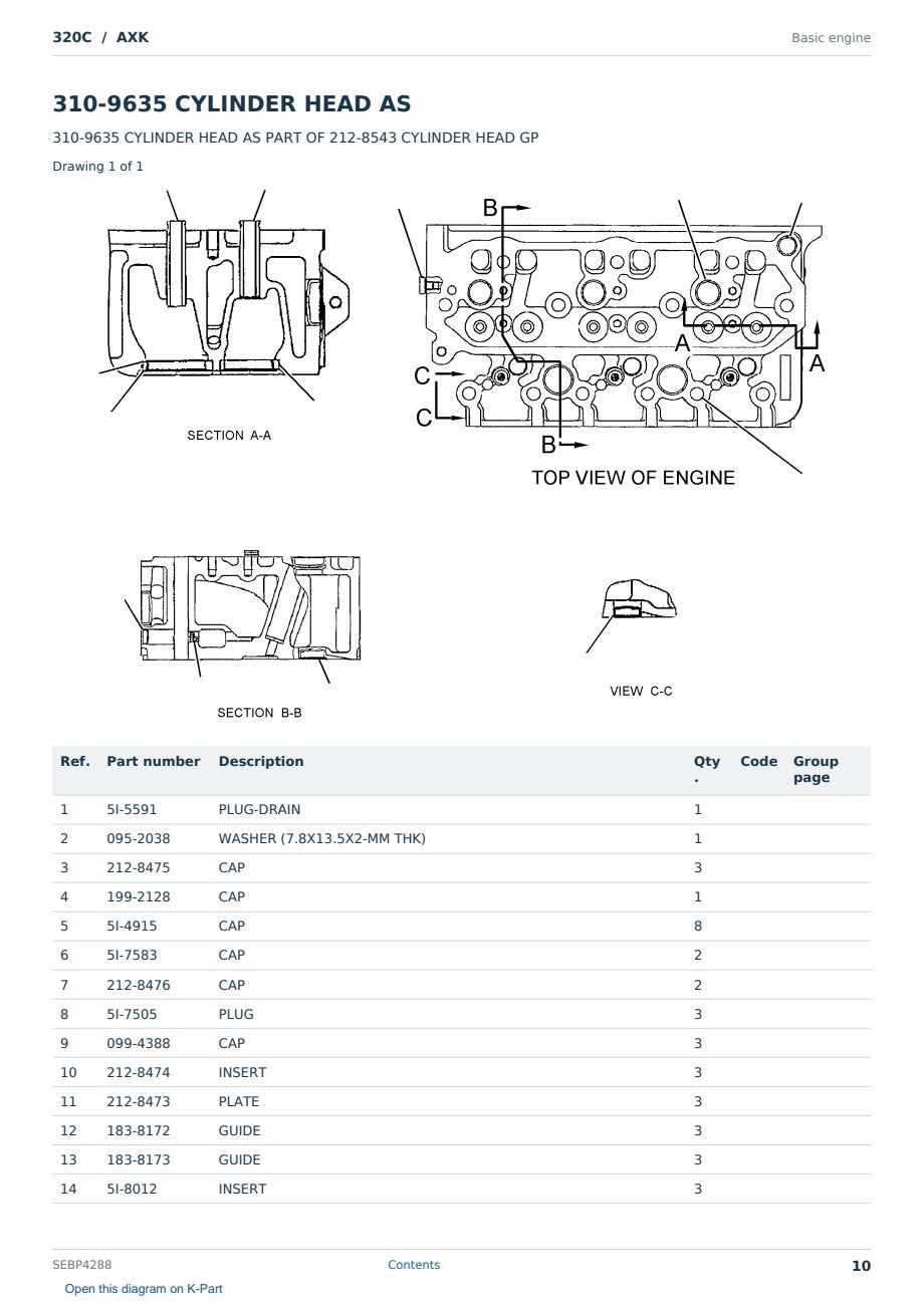 Caterpillar 320C S/N AXK Partsbook SEBP4288 (English) - sample page 10 of 10 Caterpillar 320C S/N AXK Partsbook SEBP4288 (English) - sample page 10 of 10