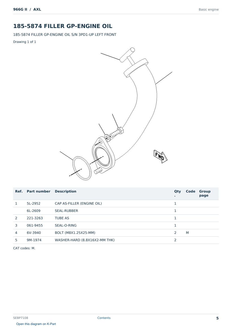 Caterpillar 966G II S/N AXL Partsbook SEBP7108 (English) - sample page 5 of 10 Caterpillar 966G II S/N AXL Partsbook SEBP7108 (English) - sample page 5 of 10