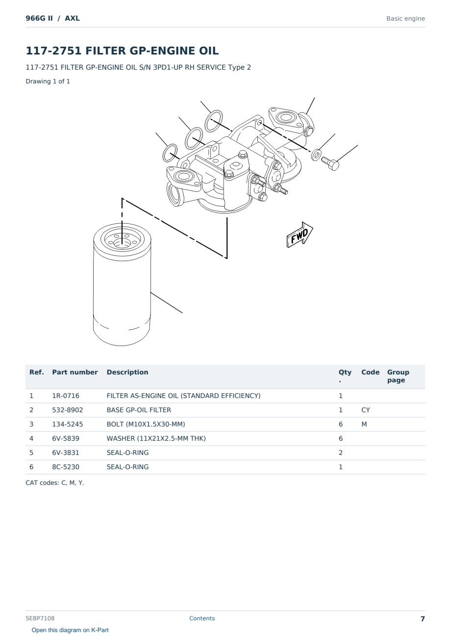Caterpillar 966G II S/N AXL Partsbook SEBP7108 (English) - sample page 7 of 10 Caterpillar 966G II S/N AXL Partsbook SEBP7108 (English) - sample page 7 of 10