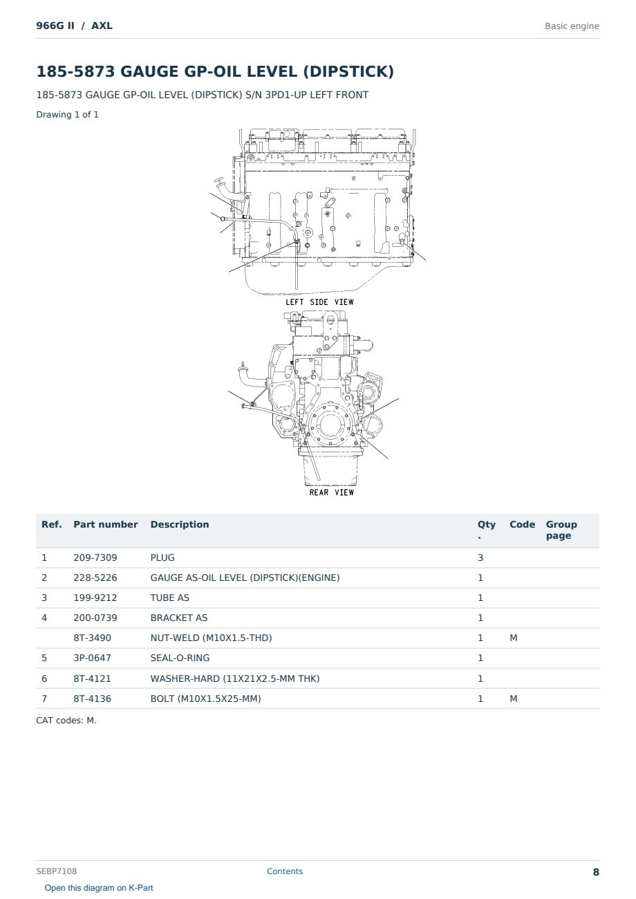Caterpillar 966G II S/N AXL Partsbook SEBP7108 (English) - sample page 8 of 10 Caterpillar 966G II S/N AXL Partsbook SEBP7108 (English) - sample page 8 of 10