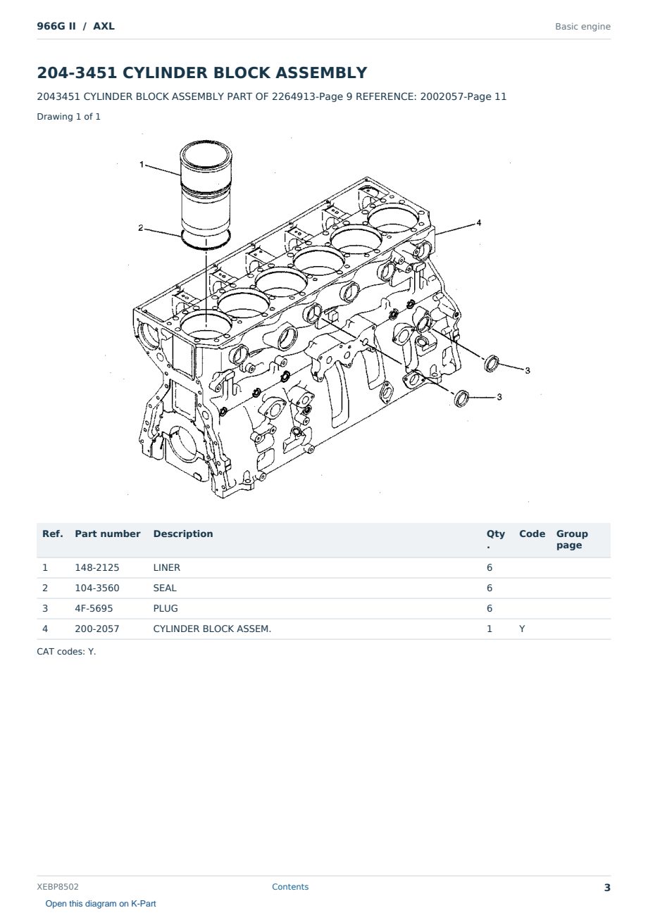Caterpillar 966G II S/N AXL Partsbook XEBP8502 (English) - sample page 3 of 10 Caterpillar 966G II S/N AXL Partsbook XEBP8502 (English) - sample page 3 of 10