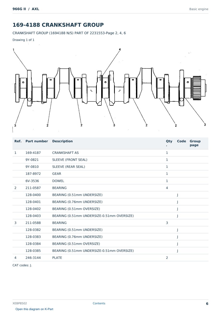 Caterpillar 966G II S/N AXL Partsbook XEBP8502 (English) - sample page 6 of 10 Caterpillar 966G II S/N AXL Partsbook XEBP8502 (English) - sample page 6 of 10