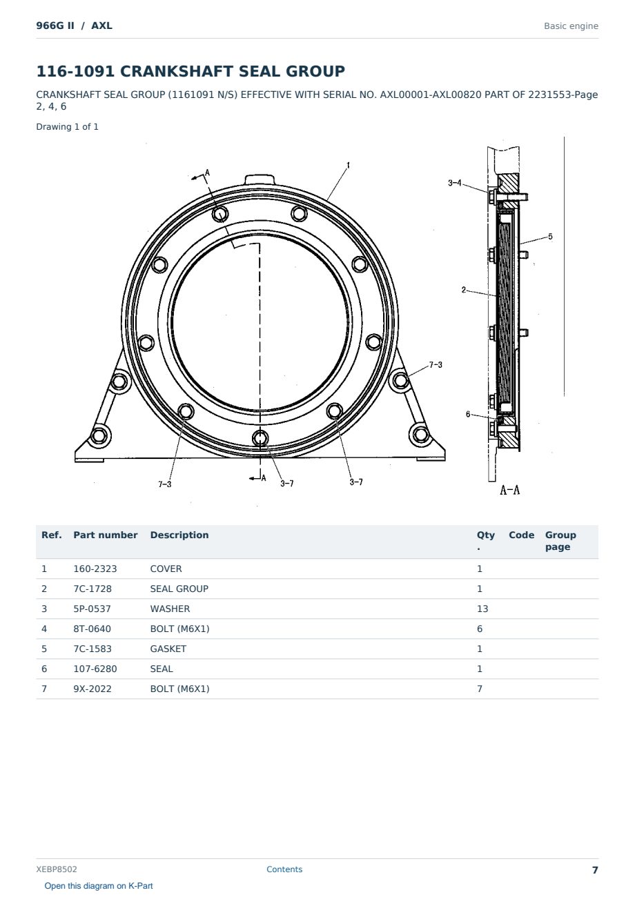 Caterpillar 966G II S/N AXL Partsbook XEBP8502 (English) - sample page 7 of 10 Caterpillar 966G II S/N AXL Partsbook XEBP8502 (English) - sample page 7 of 10