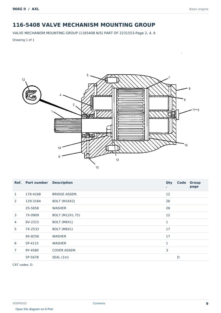 Caterpillar 966G II S/N AXL Partsbook XEBP8502 (English) - sample page 9 of 10 Caterpillar 966G II S/N AXL Partsbook XEBP8502 (English) - sample page 9 of 10