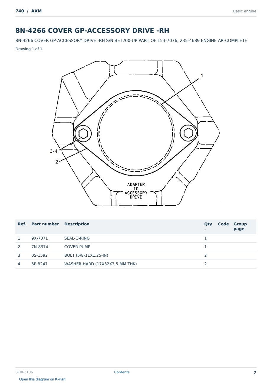 Caterpillar 740 S/N AXM Partsbook SEBP3136 (English) - sample page 7 of 10 Caterpillar 740 S/N AXM Partsbook SEBP3136 (English) - sample page 7 of 10
