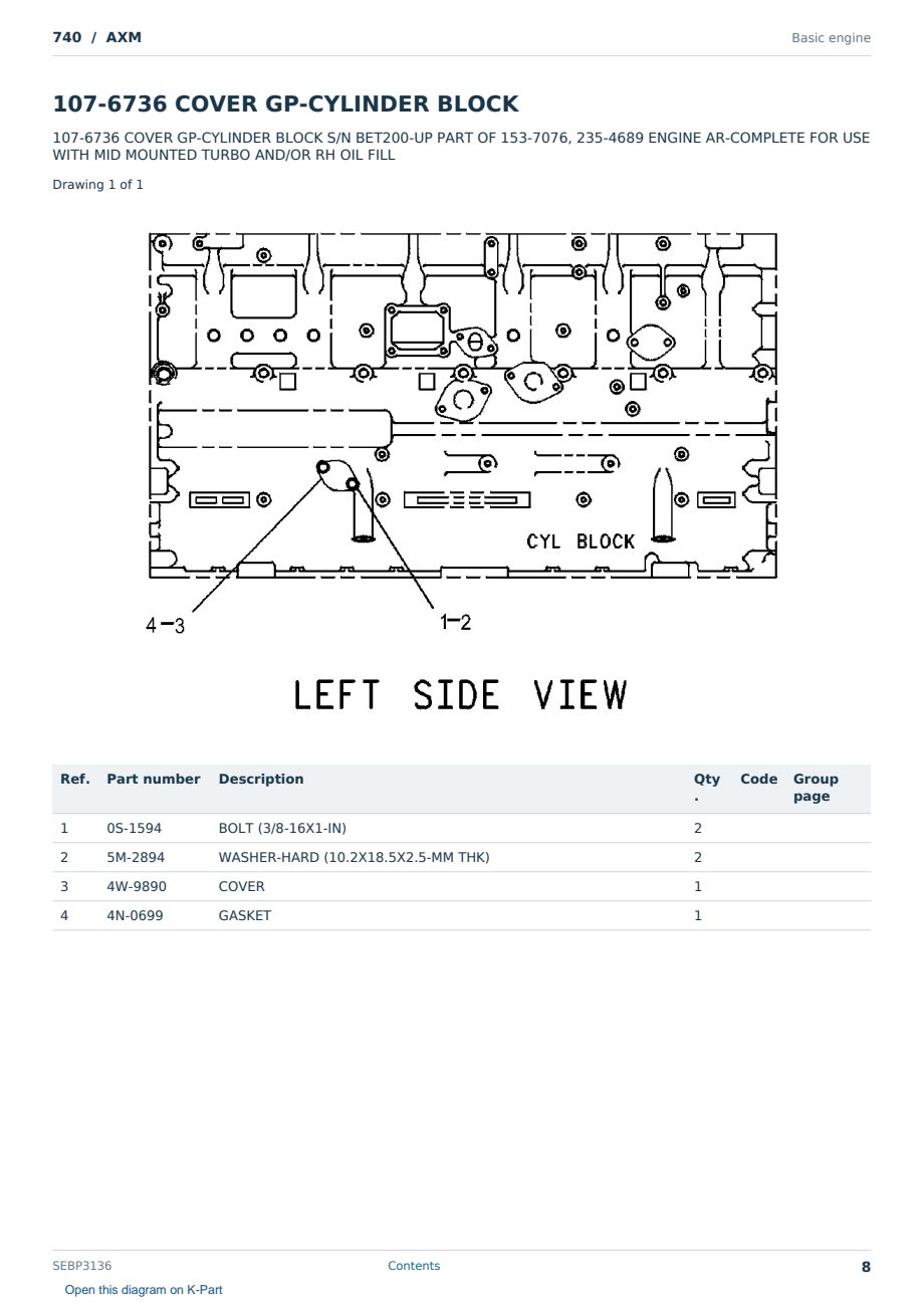 Caterpillar 740 S/N AXM Partsbook SEBP3136 (English) - sample page 8 of 10 Caterpillar 740 S/N AXM Partsbook SEBP3136 (English) - sample page 8 of 10