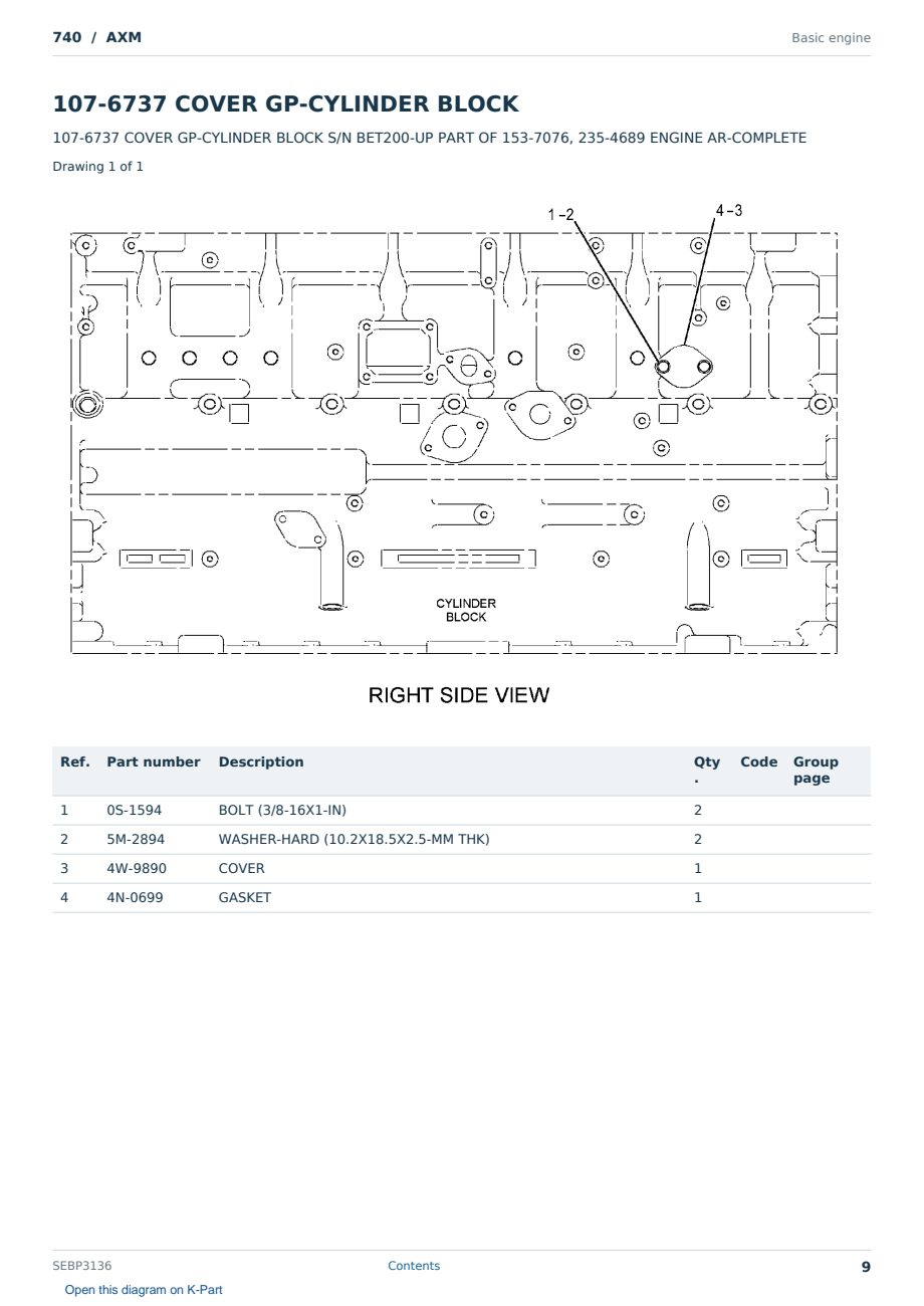 Caterpillar 740 S/N AXM Partsbook SEBP3136 (English) - sample page 9 of 10 Caterpillar 740 S/N AXM Partsbook SEBP3136 (English) - sample page 9 of 10