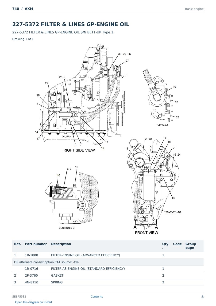Caterpillar 740 S/N AXM Partsbook SEBP5532 (English) - sample page 3 of 10 Caterpillar 740 S/N AXM Partsbook SEBP5532 (English) - sample page 3 of 10
