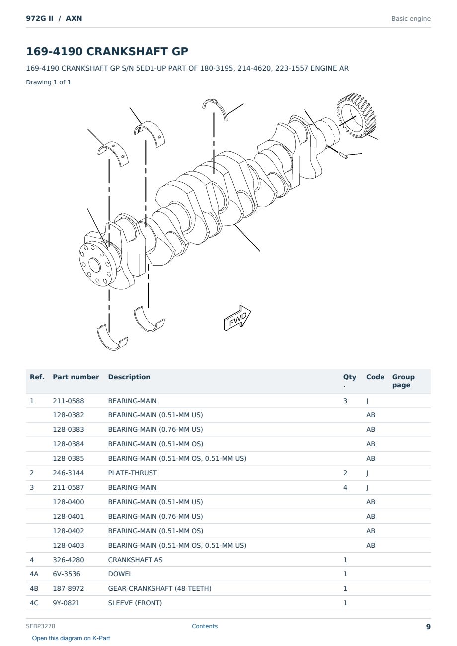 Caterpillar 972G II S/N AXN Partsbook SEBP3278 (English) - sample page 9 of 10 Caterpillar 972G II S/N AXN Partsbook SEBP3278 (English) - sample page 9 of 10