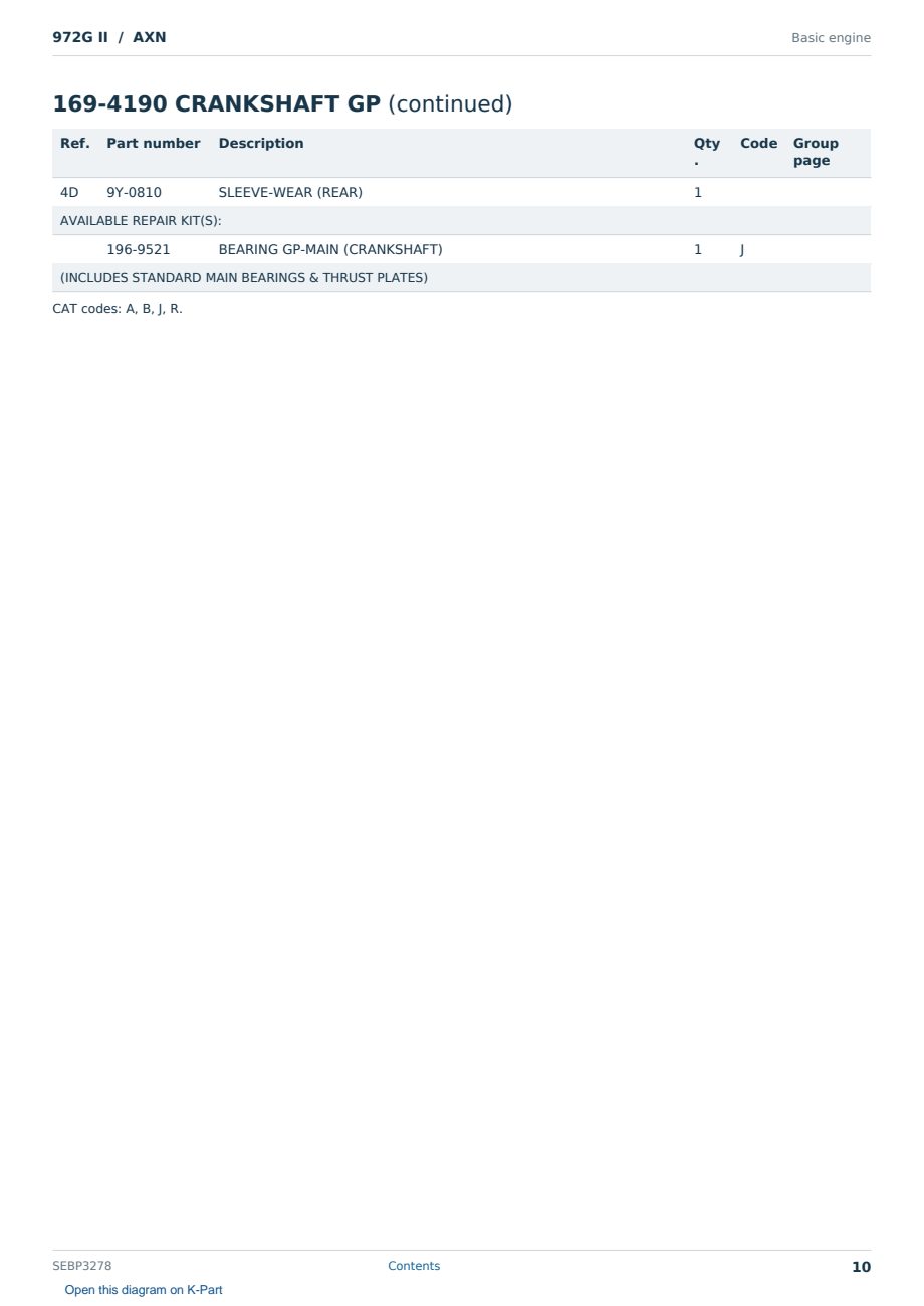 Caterpillar 972G II S/N AXN Partsbook SEBP3278 (English) - sample page 10 of 10 Caterpillar 972G II S/N AXN Partsbook SEBP3278 (English) - sample page 10 of 10