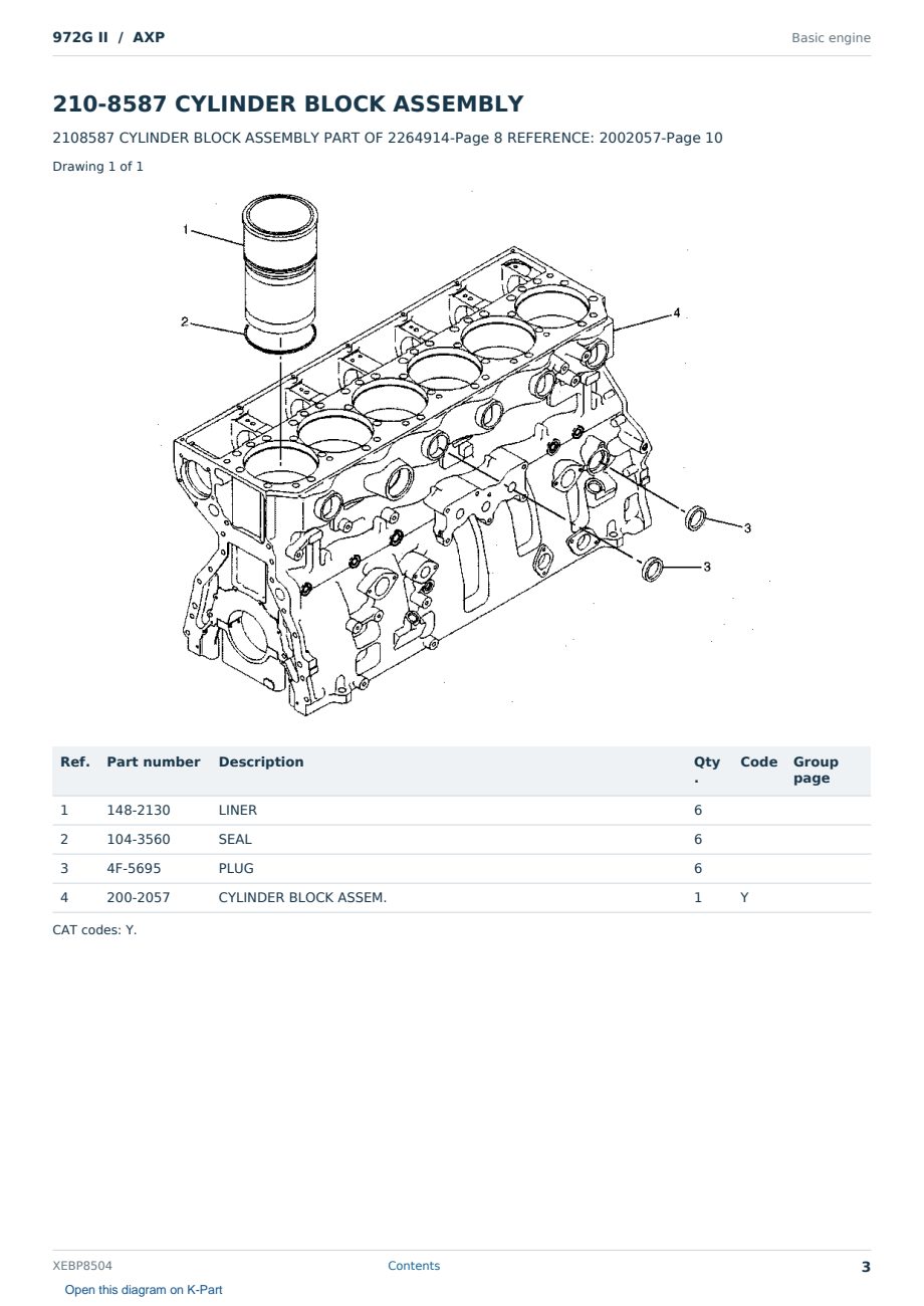 Caterpillar 972G II S/N AXP Partsbook XEBP8504 (English) - sample page 3 of 10 Caterpillar 972G II S/N AXP Partsbook XEBP8504 (English) - sample page 3 of 10