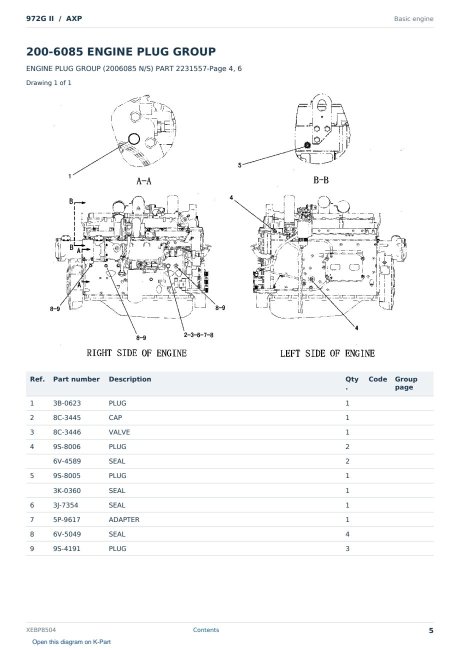 Caterpillar 972G II S/N AXP Partsbook XEBP8504 (English) - sample page 5 of 10 Caterpillar 972G II S/N AXP Partsbook XEBP8504 (English) - sample page 5 of 10