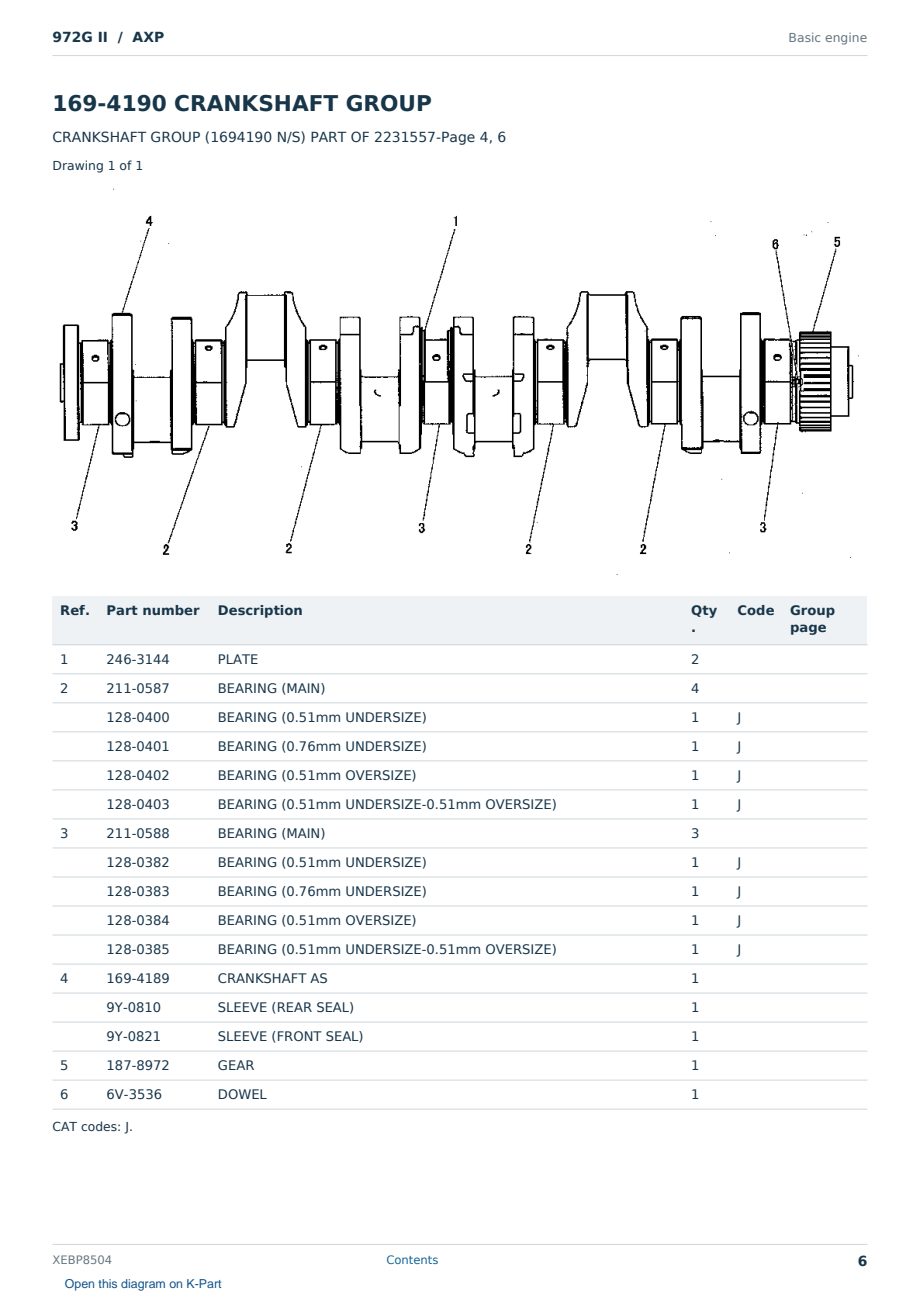 Caterpillar 972G II S/N AXP Partsbook XEBP8504 (English) - sample page 6 of 10 Caterpillar 972G II S/N AXP Partsbook XEBP8504 (English) - sample page 6 of 10