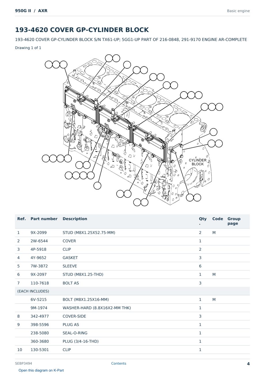 Caterpillar 950G II S/N AXR Partsbook SEBP3494 (English) - sample page 4 of 10 Caterpillar 950G II S/N AXR Partsbook SEBP3494 (English) - sample page 4 of 10