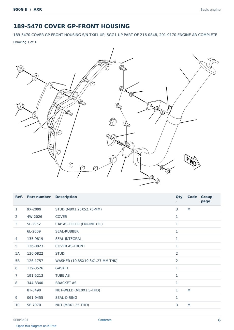 Caterpillar 950G II S/N AXR Partsbook SEBP3494 (English) - sample page 6 of 10 Caterpillar 950G II S/N AXR Partsbook SEBP3494 (English) - sample page 6 of 10