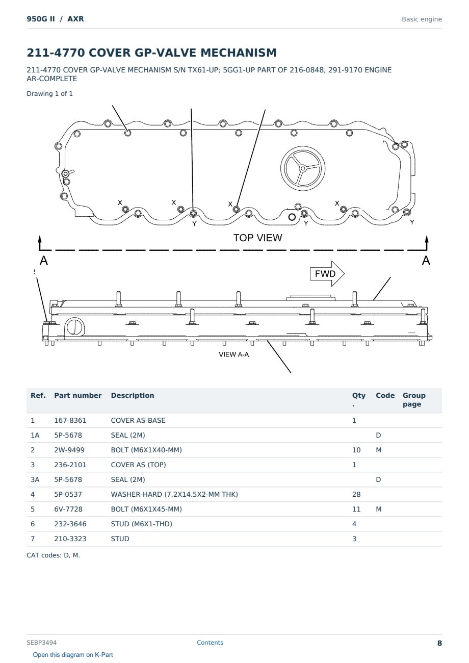 Caterpillar 950G II S/N AXR Partsbook SEBP3494 (English) - sample page 8 of 10 Caterpillar 950G II S/N AXR Partsbook SEBP3494 (English) - sample page 8 of 10