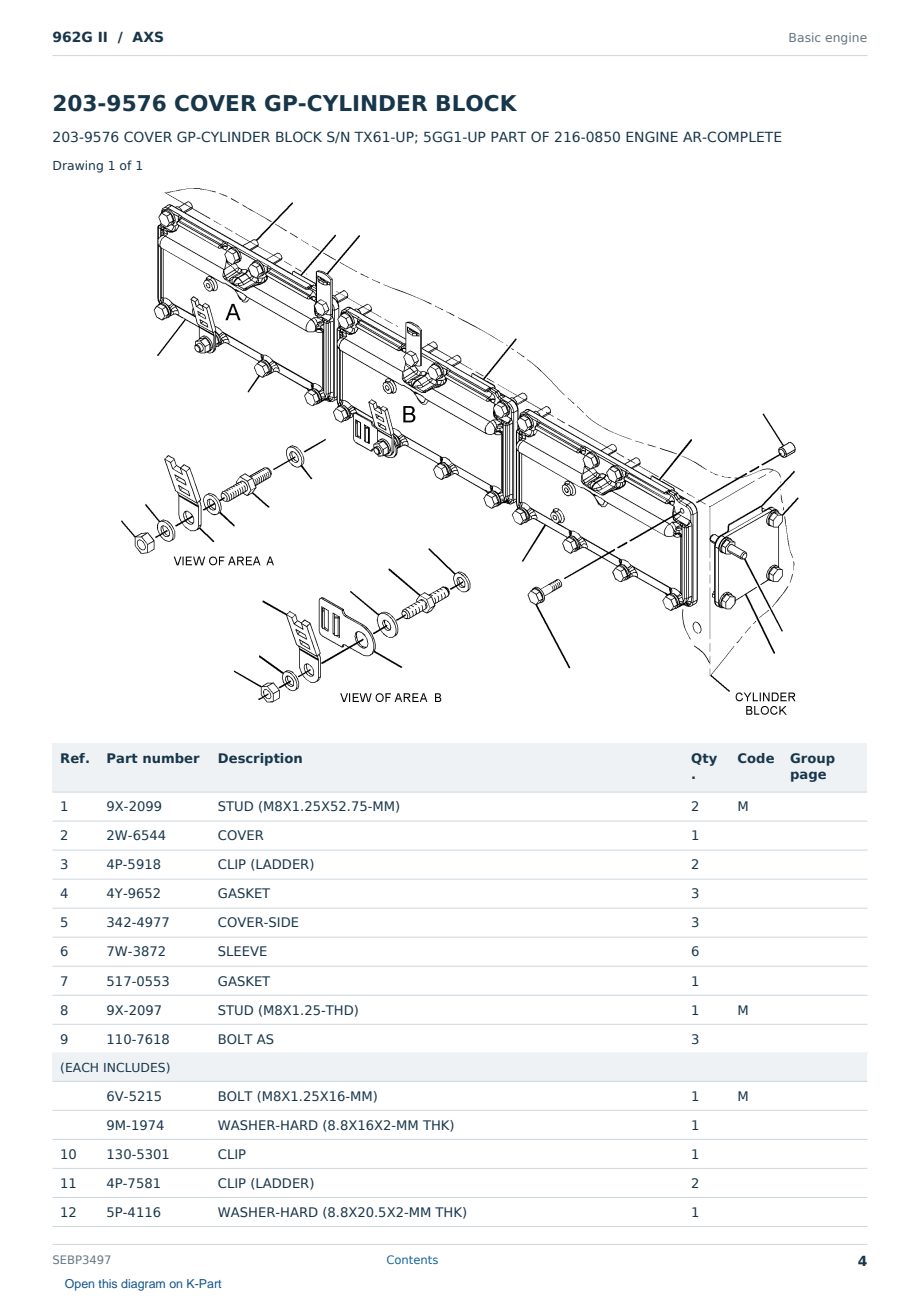 Caterpillar 962G II S/N AXS Partsbook SEBP3497 (English) - sample page 4 of 10 Caterpillar 962G II S/N AXS Partsbook SEBP3497 (English) - sample page 4 of 10
