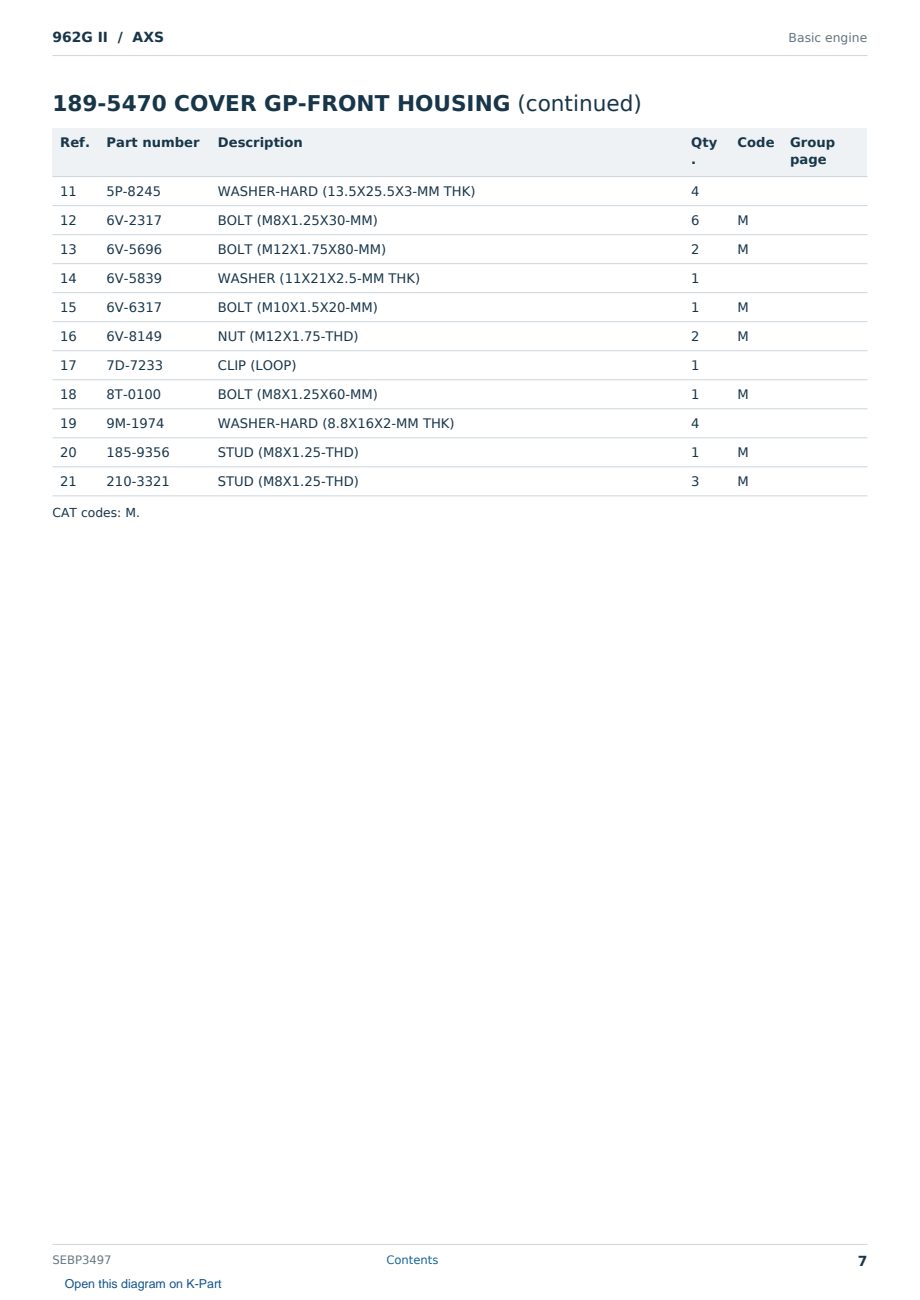 Caterpillar 962G II S/N AXS Partsbook SEBP3497 (English) - sample page 7 of 10 Caterpillar 962G II S/N AXS Partsbook SEBP3497 (English) - sample page 7 of 10