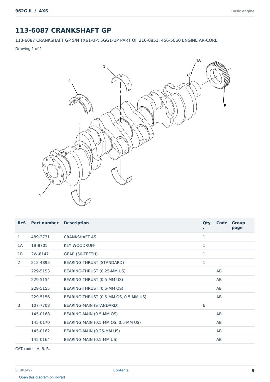 Caterpillar 962G II S/N AXS Partsbook SEBP3497 (English) - sample page 9 of 10 Caterpillar 962G II S/N AXS Partsbook SEBP3497 (English) - sample page 9 of 10