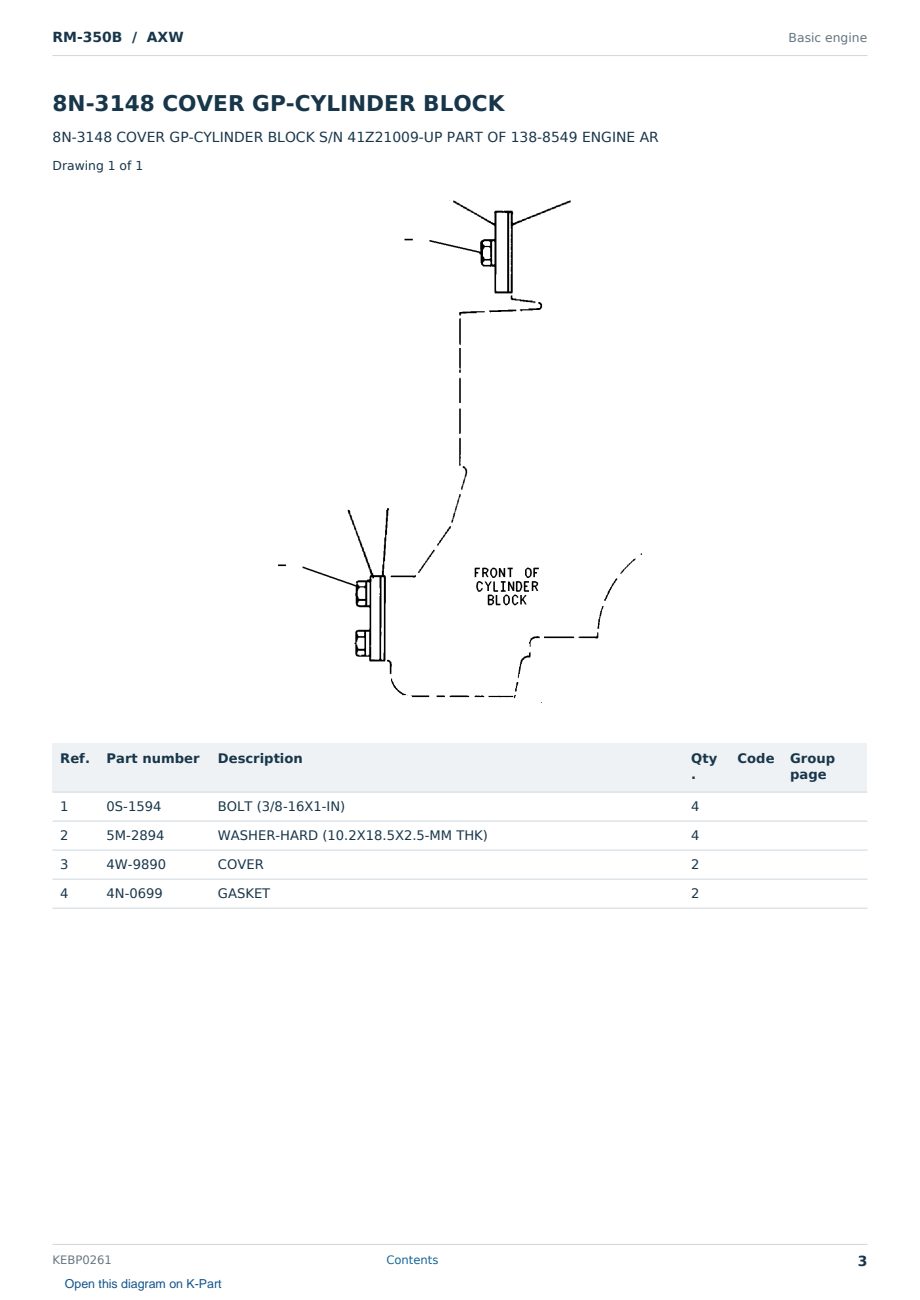 Caterpillar RM-350B S/N AXW Partsbook KEBP0261 (English) - sample page 3 of 10 Caterpillar RM-350B S/N AXW Partsbook KEBP0261 (English) - sample page 3 of 10