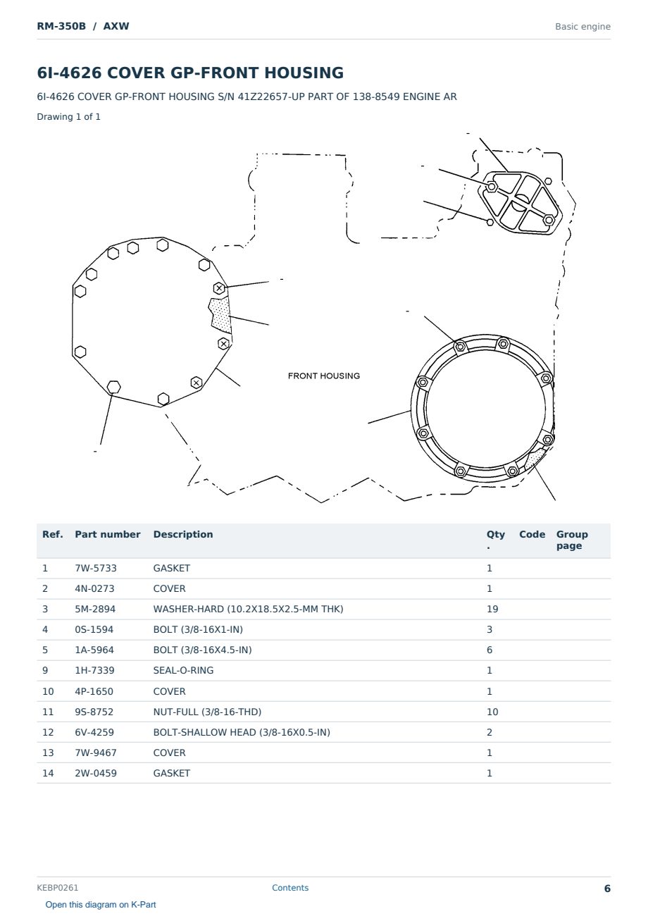 Caterpillar RM-350B S/N AXW Partsbook KEBP0261 (English) - sample page 6 of 10 Caterpillar RM-350B S/N AXW Partsbook KEBP0261 (English) - sample page 6 of 10