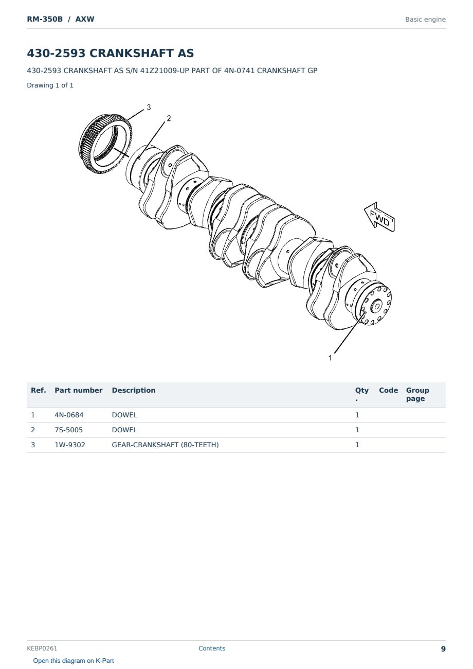 Caterpillar RM-350B S/N AXW Partsbook KEBP0261 (English) - sample page 9 of 10 Caterpillar RM-350B S/N AXW Partsbook KEBP0261 (English) - sample page 9 of 10