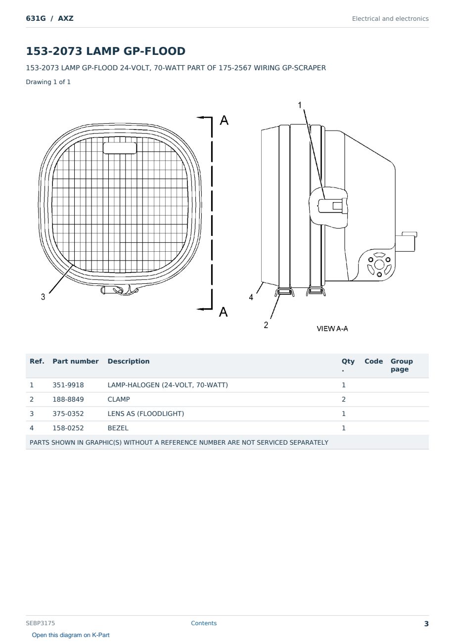 Caterpillar 631G S/N AXZ Partsbook SEBP3175 (English) - sample page 3 of 10 Caterpillar 631G S/N AXZ Partsbook SEBP3175 (English) - sample page 3 of 10