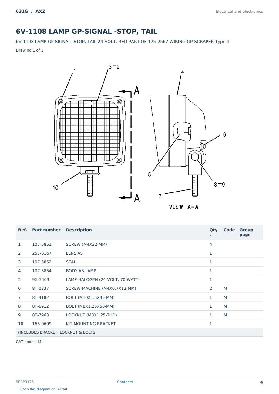 Caterpillar 631G S/N AXZ Partsbook SEBP3175 (English) - sample page 4 of 10 Caterpillar 631G S/N AXZ Partsbook SEBP3175 (English) - sample page 4 of 10