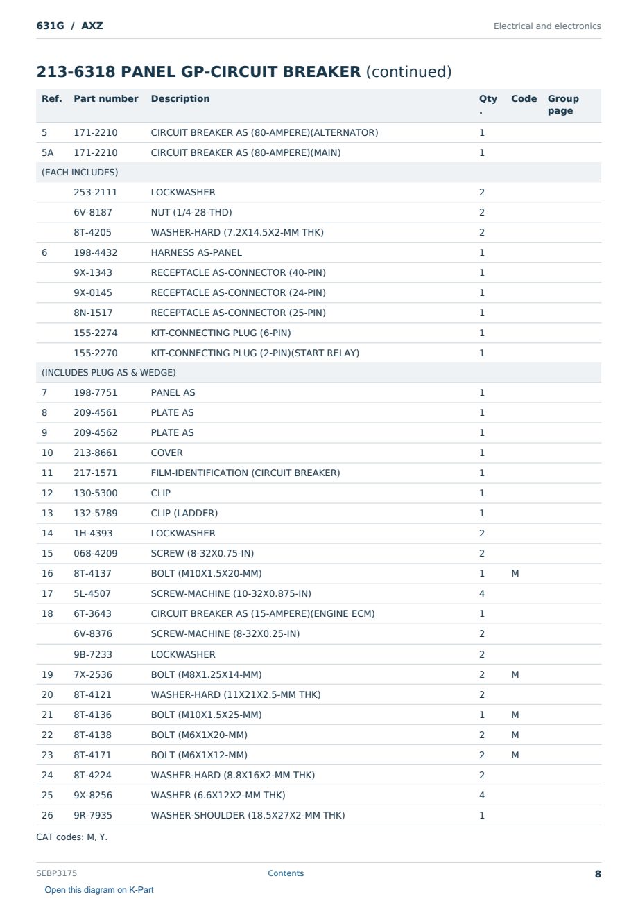 Caterpillar 631G S/N AXZ Partsbook SEBP3175 (English) - sample page 8 of 10 Caterpillar 631G S/N AXZ Partsbook SEBP3175 (English) - sample page 8 of 10
