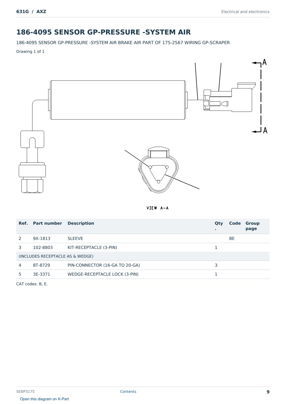 Caterpillar 631G S/N AXZ Partsbook SEBP3175 (English) - sample page 9 of 10 Caterpillar 631G S/N AXZ Partsbook SEBP3175 (English) - sample page 9 of 10