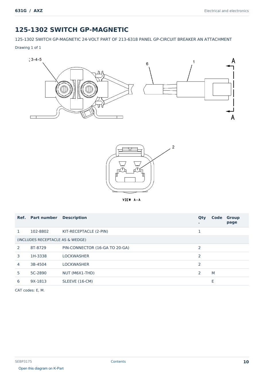 Caterpillar 631G S/N AXZ Partsbook SEBP3175 (English) - sample page 10 of 10 Caterpillar 631G S/N AXZ Partsbook SEBP3175 (English) - sample page 10 of 10