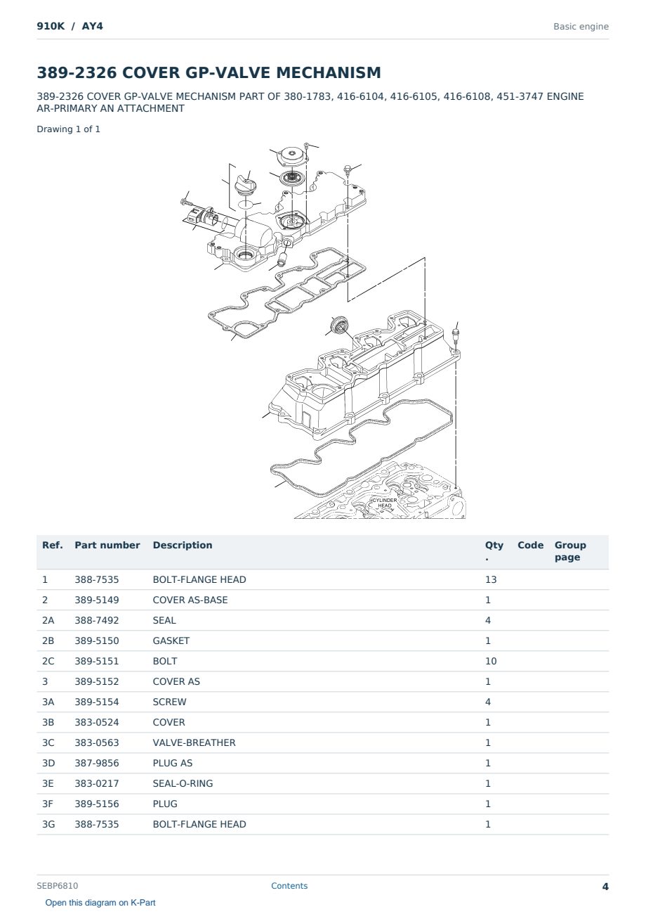 Caterpillar 910K S/N AY4 Partsbook SEBP6810 (English) - sample page 4 of 10 Caterpillar 910K S/N AY4 Partsbook SEBP6810 (English) - sample page 4 of 10